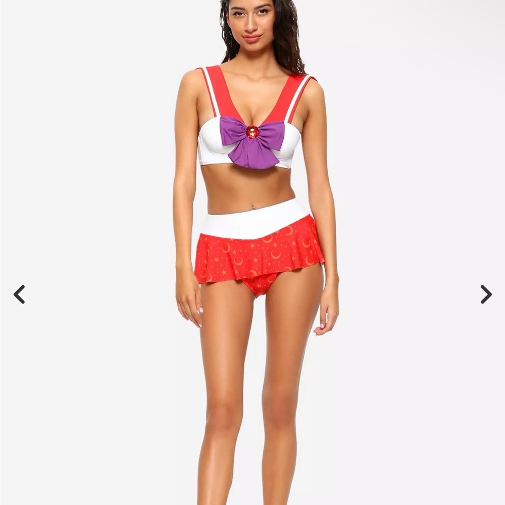 Red and White Sailor Mars Inspired Bikini Set